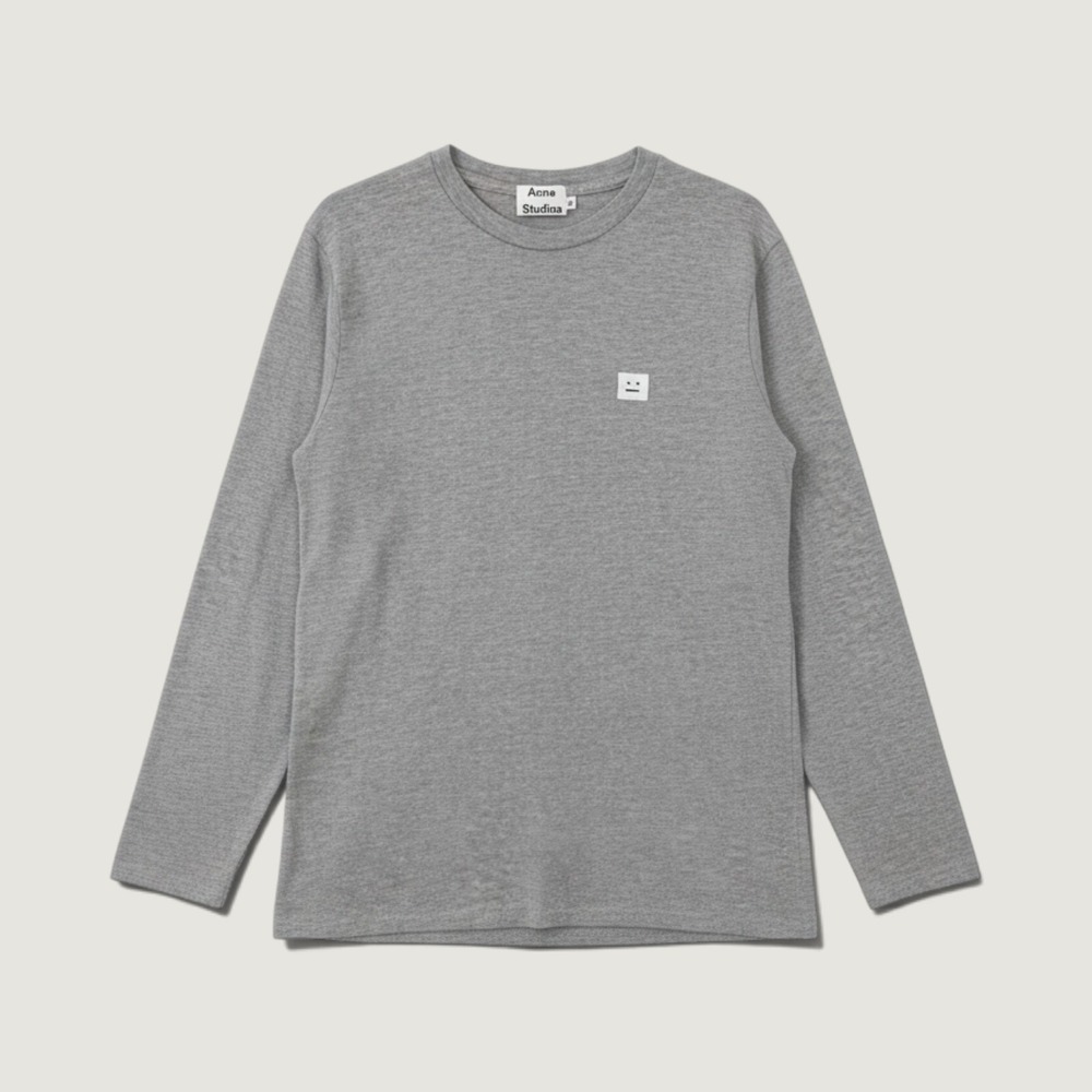 Acne Studios Long Sleeve T-Shirt Face Patch Grey Medium